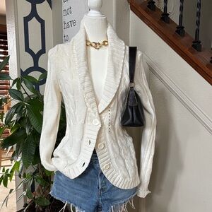 Cozy Cabin core / Boho Cream Cable Knit Cardigan 🤩